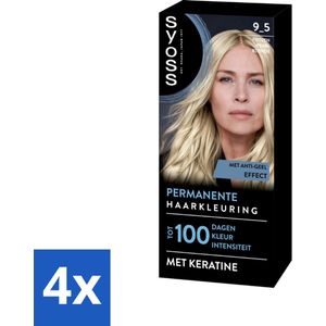 4 x SYOSS - Coloration 9-5 Frozen Pearl Blonde - Haarverf - Grijsdekking - Vermindert Haarbreuk - Permanente Haarkleuring - Haarkleur - Grijsdekking - Keratine - Blond