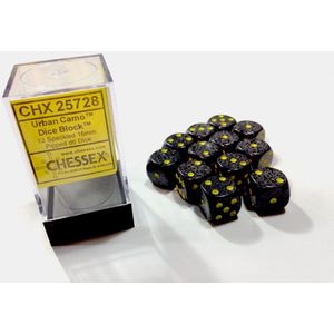 Chessex Urban Camo Gespikkeld D6 16mm Dobbelsteen Set (12 stuks)