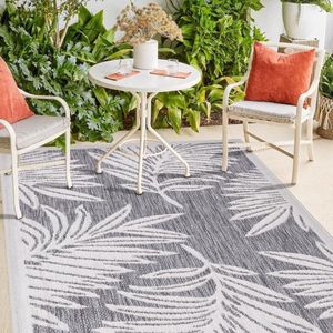 Flycarpets Lora Buitenkleed Gebloemd Voor Binnen & Buiten Vloerkleed - Grijs - 140x200 cm