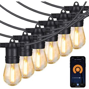 Gologi lichtsnoer buiten en binnen - Lichtslinger 10M - Tuinverlichting LED - Warme sfeerverlichting 2700K - Waterdicht - Smart verlichting met App - Koppelbaar tot 20M