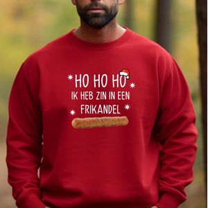 Foute kersttrui- Maat S -HOHOHO Ik heb zin in een frikandel heren Rode kerstsweater- foute kerstsweater