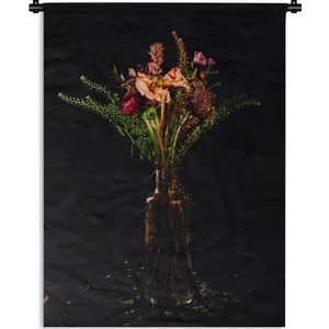 Wandkleed Stillevens Bloemen - Stilleven geplukte bloemen in vaas Wandkleed katoen 120x160 cm - Wandtapijt met foto XXL / Groot formaat!