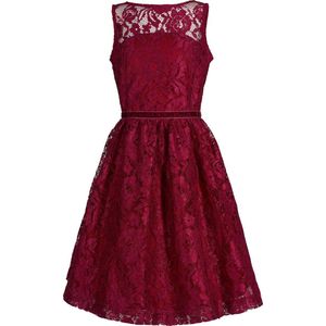 La V Elegante kant jurk met mouwloze Rood 170