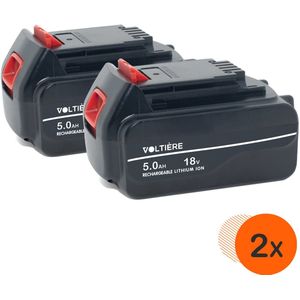 Voltière 2x Vervangende 5 ah Accu Geschikt voor 18v Black & Decker/ Stanley Apparatuur - 5000 mAh Batterij met LED identificatie - BL5018-XJ Series