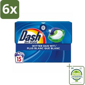 Dash – Wasmiddelcapsules – 3in1 Pods Original – 15 capsules - Voordeelverpakking - 6 stuks - Wasmiddel - Witte was