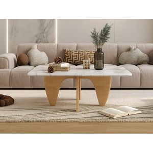 Salontafel Marmer - Eiken Hout - Marmer blad - Coffee table - Koffietafel