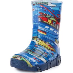 Ladeheid Kinder Regenlaarzen - Jongens Meisjes Antislip Zool - PVC -LA-ZT-SzuwarekBW - Blau Auto - 21/22