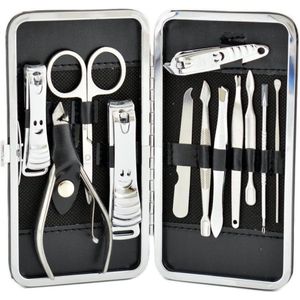 Luxe manicure set in etui 13-delig - Persoonlijke verzorging - Manicuresets nagelverzorging - Reisset - Nagelschaartje/nagelknipper/nagelvijl/bokkenpootje