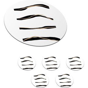 Onderzetters voor glazen - Rond - Lijn - Zwart - Design - 10x10 cm - Glasonderzetters - 6 stuks