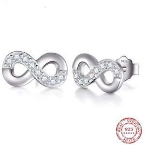 Borasi Infinity Oorbel Zilverkleurig | 925 Sterling Zilver | 1.6 cm | Zirkonia Stenen | Dames Oorbellen | Elegante Oorbellen | Minimalist Oorbellen | Cadeau Voor Haar | Dames Sieraden | Luxe Geschenkzakje |