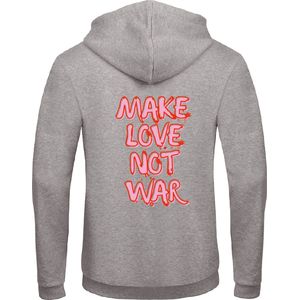 Hoodie grijs L - Make love not war - soBAD. | Hoodie unisex | Hoodie dames | Hoodie Heren | Sweater
