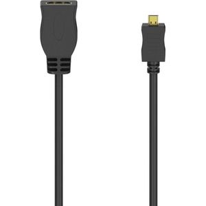 Hama HDMI™-kabeladapter, type D (Micro) st. - type A koppeling, ethernet, verguld
