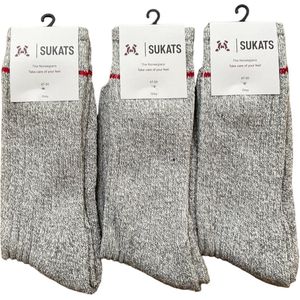 Sukats® The Norwegians - 3 Paar - Noorse Sokken - Maat 35-38 - Grijs - Dames - Warme sokken - Winter sokken - Wollen sokken - Noorse Kousen