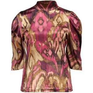 Geisha T-shirt Top Met Plooimouwen En Print 53651 20 Camel/pink Dames Maat - S