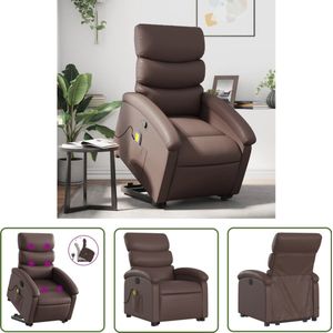 vidaXL Massageruimte - Sta-op-stoel - Sta-op-massagestoel verstelbaar kunstleer bruin - Relaxfauteuil - Bruine Fauteuil - Lederlook