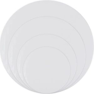 Witte Ronde Cake Boards Set 6 Inch 8 Inch 10 Inch - Cake Drum met 16 Natuurlijke Cake Deuvels - 2 Papier Kronen Goud - Cake & Pizza Decorating - Bruiloft Verjaardagspartij