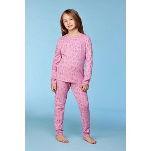 Woody pyjama meisjes/dames - roze - katten all-overprint - 252-10-PZG-Z/923 - maat 104
