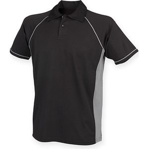 Herenpolo 'Piped Performance' met korte mouwen Gunmetal/Black - XXL