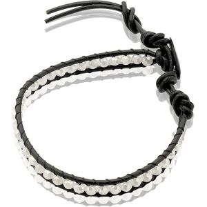 Zinzi zwart leren armband witte beads one-size ZIA756ZW