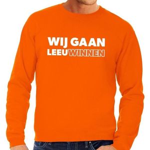 Nederland supporter sweater Wij gaan LeeuWinnen oranje voor heren - landen kleding S