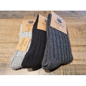 3 Paar - Alpaca Wollen Sokken - Maat 35-38 - Wintersokken - Voorjaarsokken - Vrijetijdssokken
