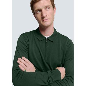 No Excess Mannen Polo Pullover Met Halve Rits Donkergroen