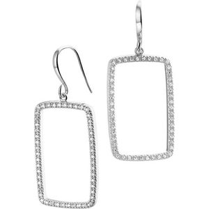 The Jewelry Collection Oorhangers Zirkonia - Zilver Gerhodineerd
