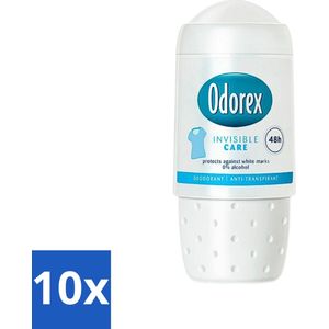Odorex - Deodorant Roller - Invisible Clear - Anti-Witte Strepen - 50 ml - Bulkverpakking - 10 stuks