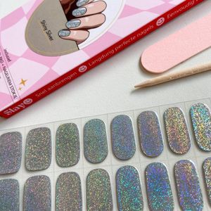 Slayo© - Gellak Stickers - Shiny Silver - Nagelstickers - Gel Nail Wrap - Nail Art Stickers - Nail Art - Gellak Nagels - Gel Nagel Stickers - LED/UV lamp nodig