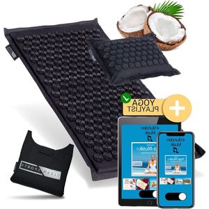 Acupressuurmat met kussen - 100% linnen katoen - kokosvezel en boekweitdoppen - acupunctuurmat - ontspanning - cadeau voor vrouwen en mannen