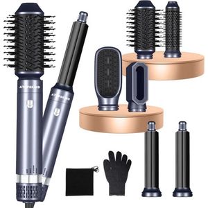 6-in-1 Haarstyler Set - Föhnborstel, Krultang, Gladde Borstel voor Alle Haartypes