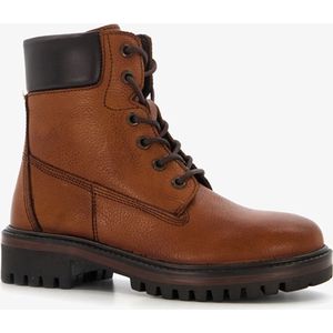 Groot leren jongens veterboots cognac - Maat 33