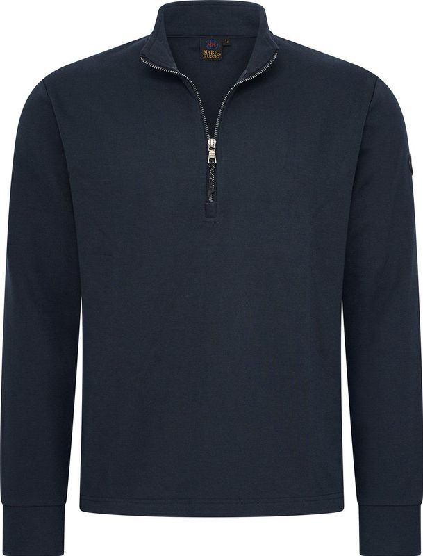 Mario Russo Pique Longsleeve Shirt - Trui Heren - Sweater Heren - Coltrui Heren - M - Navy
