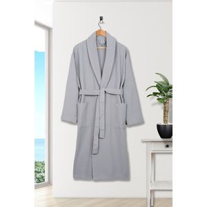 Lubna Home Waffel Badjas XL Waffel Dessing Badjas Zacht Katoen XL -GRIJS