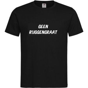 T-shirt Unisex Volwassenen Grappig Tekst ""Geen ruggengraat"" Op Voorkant | korte mouw | Zwart/wit | maat M