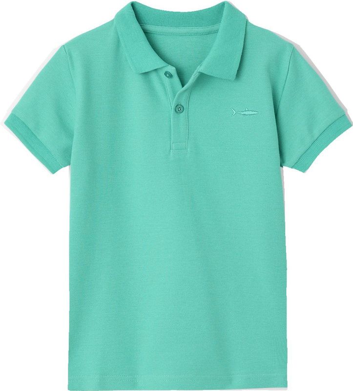 Poloshirt - Korte Mouwen - Blauw - Piqu?tricot - Borduursel Haai