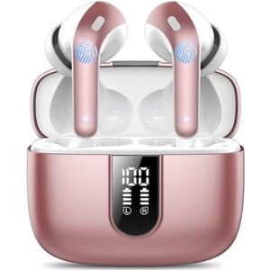 Premium Draadloze Oordopjes Bluetooth 5.3 In-Ear Met 4 Enc Ruisonderdrukking 50 Uur Speeltijd Bass Versterking 85 Procent Ipx7 Waterdicht Led Weergave Comfortabele Pasvorm Voor Sport Werk Reizen Roze