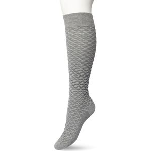 Bonnie Doon Bio Kabel Kniekousen Dames Grijs maat 36/42 - Kabel patroon in Ruit Vorm - Biologisch Katoen - Uitstekend draagcomfort - Cable Knee High - OEKO-TEX - Gladde Naden - Duurzaam Huidvriendelijk Bio Katoen - Medium Grey Heather - BP211506.112