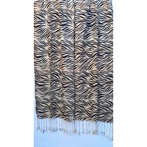Viscose dames sjaal met zebraprint en mosterd kleurige spikkels - 70 x 200 cm