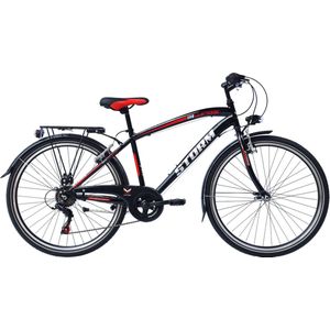 Jongensfiets Storm Beast - Met 6 versnellingen - Racefiets - 26 inch wielmaat - V brakes en remgrepen - Framemaat 40cm - Zwart/rood