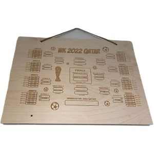 WK22 Voetbal - Kalender - Hout - Tekstbord - Speelschema - Wereldkampioenschap - Qatar