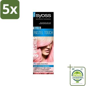 5 x Syoss Color Blond Pastel Touch P1 Pastel Rose - Haarverf Spray - Pastel Rose - Grootverpakking - Haarverf - Pastelkleur - Blonde Haarkleur - Pastelroze - SYOSS