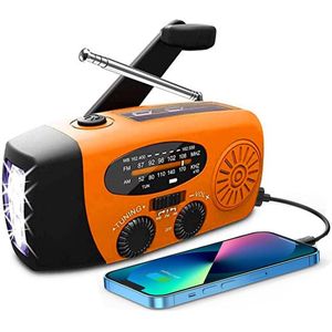 Draagbare noodradio - 2000mAh Zonnesolar/handkraan, AM/FM, USB telefoonlader, SOS-alarm, Geschikt voor nood situaties