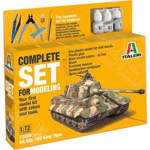 1:72 Italeri 72005 SD.KFZ. 182 King Tiger Tank - Complete Set - Starter Kit Plastic Modelbouwpakket