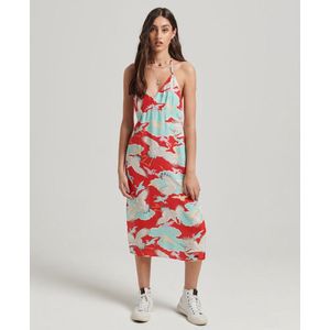 Superdry Vintage Midi Halter Slip Jurk Rood M Vrouw