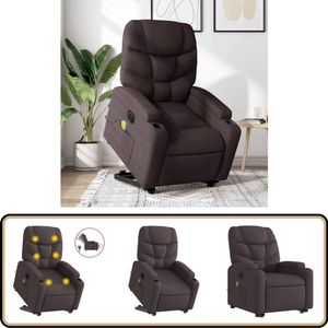vidaXL Sta-op-massagestoel - Elektrisch - Donkerbruin Elektrische Stoel - Massagerstoel - Sta Op Stoel - Ergonomische Stoel - Relaxfauteuil