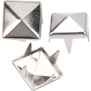 Sets Vier-Kaak Vierkante Spike Studs DIY Leathercraft Klinknagels Tas Lederen Kleding Schoenen Klinknagel (6mm-Zilver)