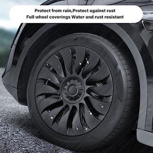 Allecto plus - Wieldoppen voor 19 Inch Auto - Model Y 2020 tot 2023 - Set van 4 - Mat Zwart - Anti-kras - Volledige Bescherming