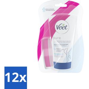 12 x Veet - Ontharingscrème - Gevoelige Huid In Douche - Gemakkelijk Gebruik - 150 ml - Ontharingscrème - Ontharen - Gevoelige Huid - Ontharingscrème Douche - Silk & Fresh