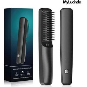 Mylucinda® ION Draadloze Stijlborstel – USB Oplaadbare Stijltang voor Baard & Haar – Compact, Zwart – Unisex Haarstyler voor Op Reis